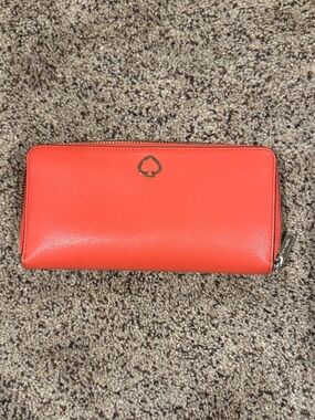 kate spade coral zip around continental wallet